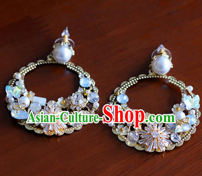 Traditional Chinese Ancient Palace Beads Earrings Handmade Wedding Ear Accessories for Women