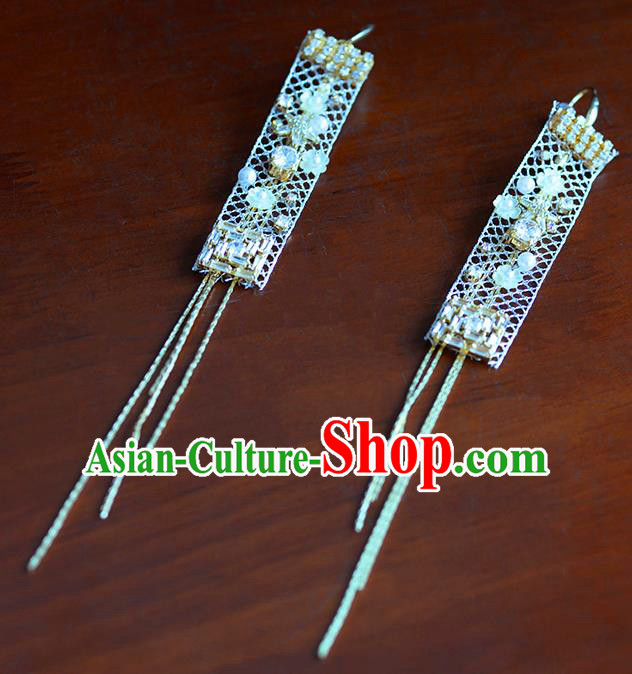 Traditional Chinese Ancient Palace Tassel Earrings Handmade Wedding Ear Accessories for Women