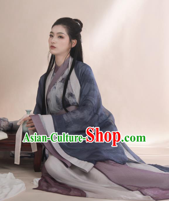 Ancient Chinese Jin Dynasty Princess Historical Costume Traditional Swordswoman Hanfu Dress for Women