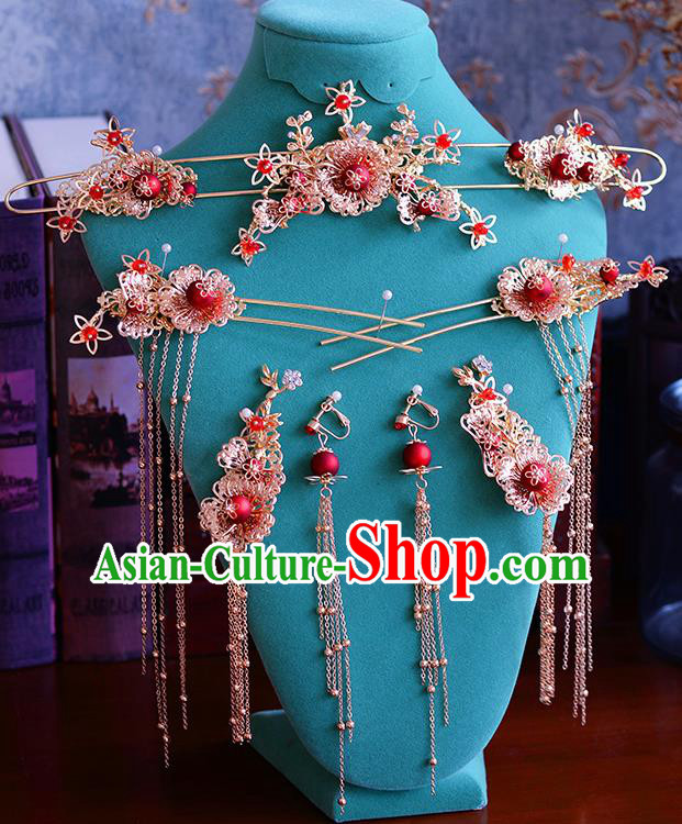 Traditional Chinese Ancient Hanfu Hair Clasp Bride Hairpins Handmade Wedding Hair Accessories for Women