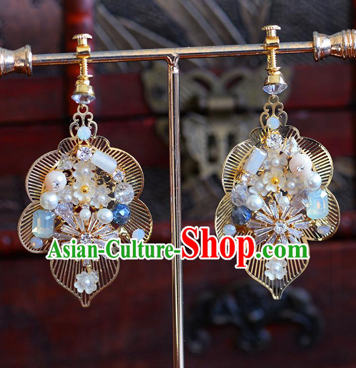 Traditional Chinese Ancient Palace Earrings Handmade Wedding Ear Accessories for Women