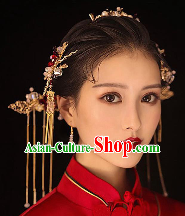 Traditional Chinese Ancient Hanfu Hair Comb Bride Hairpins Handmade Wedding Hair Accessories for Women