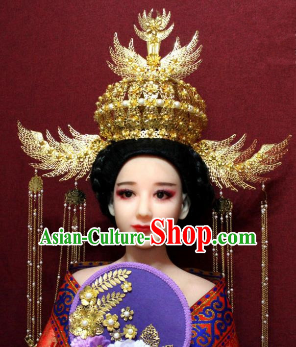 Traditional Chinese Ancient Hanfu Luxury Phoenix Coronet Bride Hairpins Handmade Wedding Hair Accessories for Women