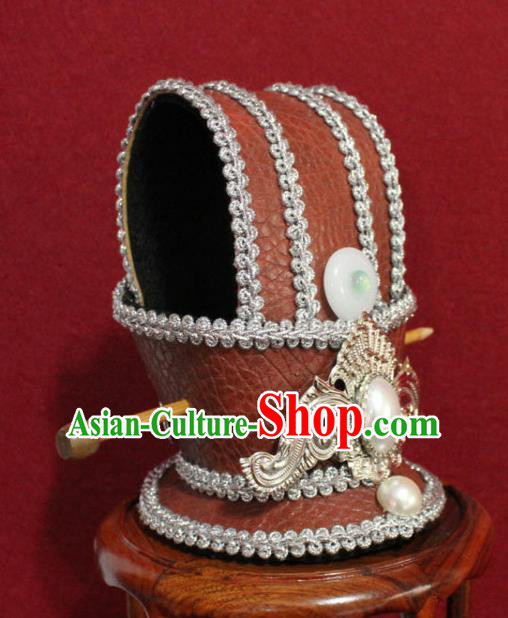 Traditional Chinese Ancient Prince Orange Hairdo Crown Handmade Nobility Childe Hat Swordsman Hair Accessories for Men