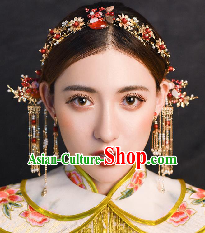 Traditional Chinese Ancient Hanfu Tassel Hair Clasp Bride Hairpins Handmade Wedding Hair Accessories for Women