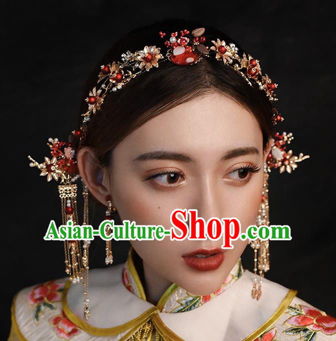 Traditional Chinese Ancient Hanfu Tassel Hair Clasp Bride Hairpins Handmade Wedding Hair Accessories for Women