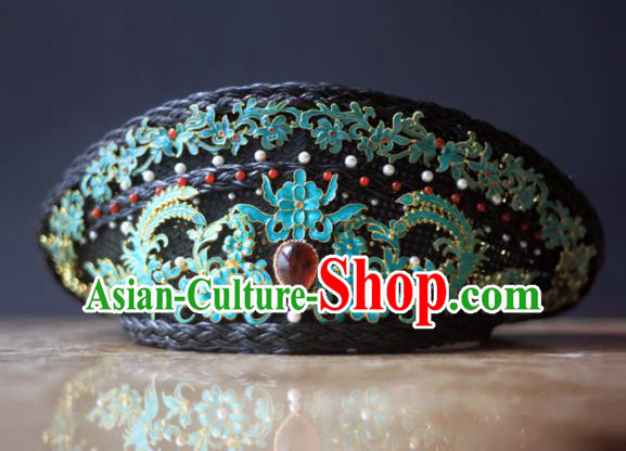 Traditional Chinese Ancient Qing Dynasty Queen Hat Hairpins Handmade Court Hair Accessories for Women