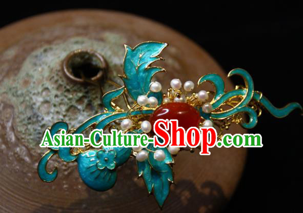 Traditional Chinese Ancient Qing Dynasty Blueing Hairpins Handmade Wedding Hair Accessories for Women
