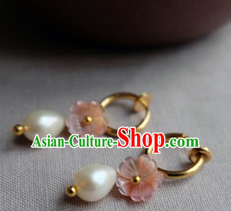 Traditional Chinese Ancient Princess Earrings Handmade Hanfu Pearl Ear Accessories for Women