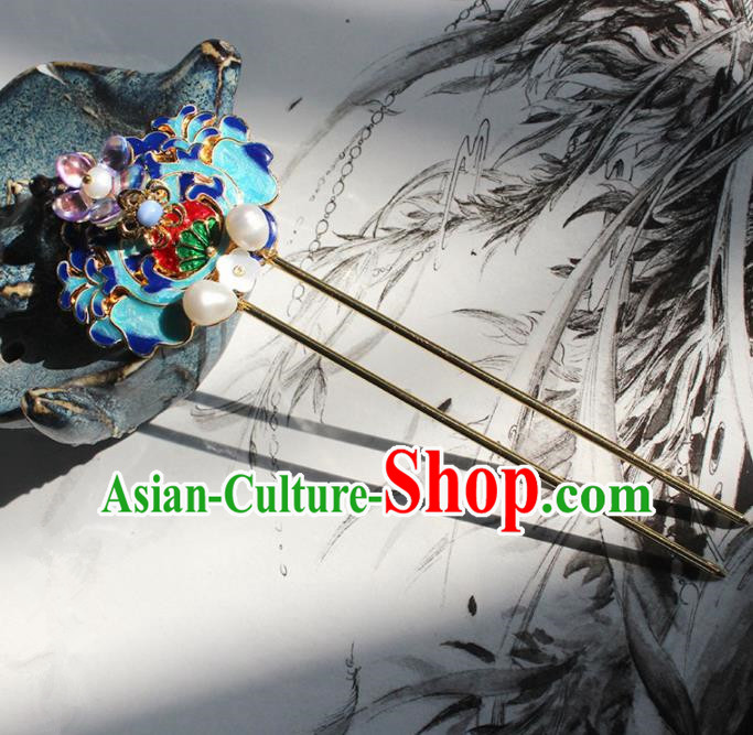 Traditional Chinese Ancient Hanfu Cloisonne Hair Clip Princess Hairpins Handmade Hair Accessories for Women