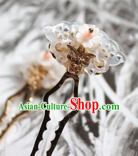 Traditional Chinese Ancient Hanfu Shell Butterfly Hair Clip Princess Hairpins Handmade Hair Accessories for Women