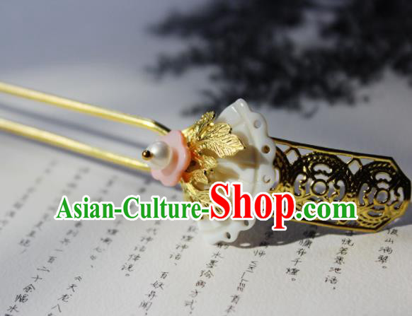 Chinese Ancient Hanfu Shell Hair Clip Princess Golden Hairpins Traditional Handmade Hair Accessories for Women