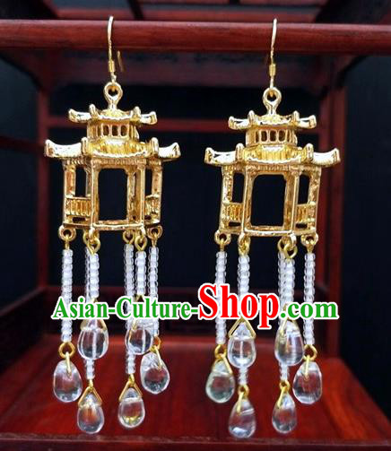 Traditional Chinese Ancient Wedding Hanfu Tassel Earrings Handmade Jewelry Accessories for Women