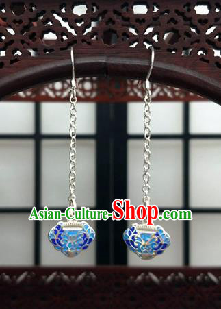 Traditional Chinese Ancient Wedding Hanfu Cloisonne Tassel Earrings Handmade Jewelry Accessories for Women