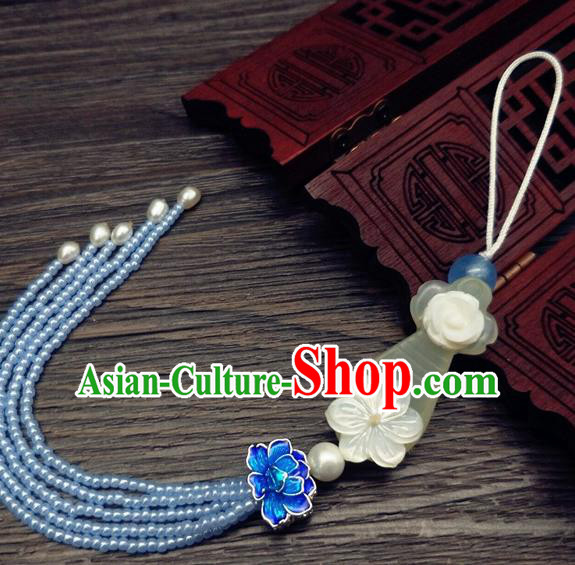 Traditional Chinese Ancient Jade Lute Brooch Handmade Hanfu Palace Breastpin Tassel Pendant for Women