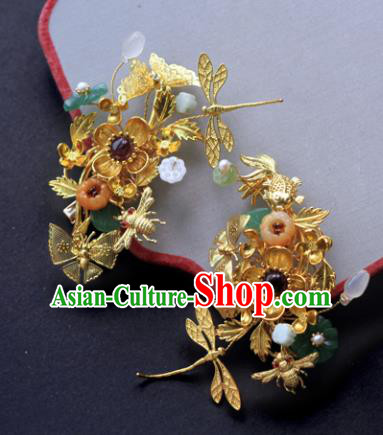 Traditional Chinese Ancient Golden Hair Claws Hairpins Handmade Hanfu Hair Accessories for Women