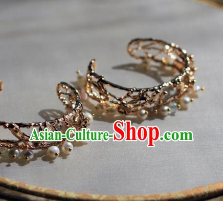 Traditional Chinese Ancient Princess Golden Bracelet Handmade Hanfu Accessories for Women