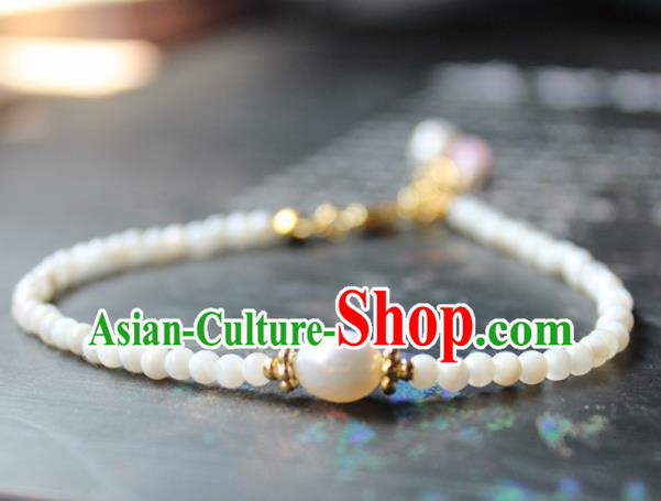 Handmade Chinese Ancient Pearls Bracelet Traditional Hanfu Wedding Jewelry Accessories for Women