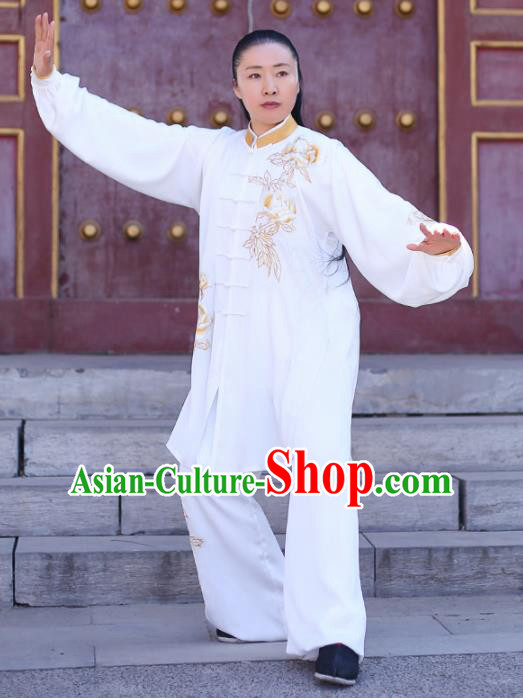 Traditional Chinese Martial Arts Costume Professional Tai Chi Competition Kung Fu Golden Embroidered Uniform for Women