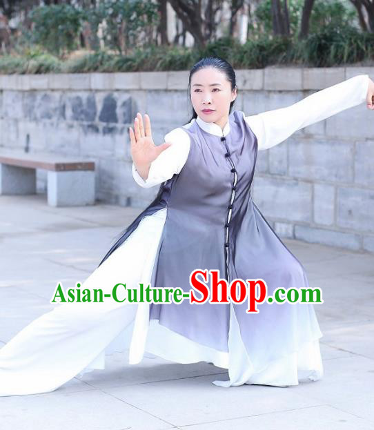 Traditional Chinese Martial Arts Navy Costume Professional Tai Chi Competition Kung Fu Uniform for Women