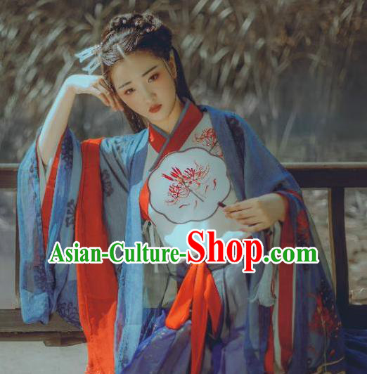 Chinese Traditional Jin Dynasty Palace Lady Historical Costume Ancient Princess Hanfu Dress for Women