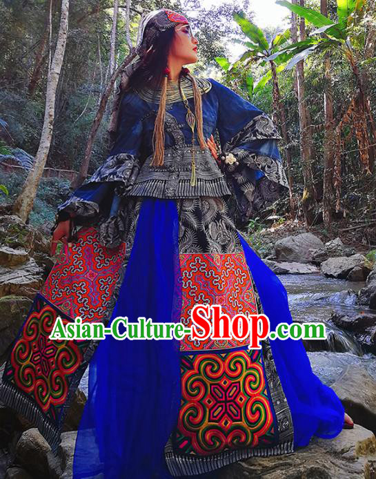 Chinese National Miao Nationality Bandhnu Clothing Traditional Ethnic Costume for Women