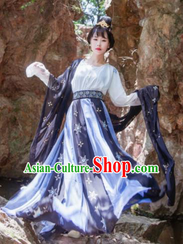 Chinese Traditional Tang Dynasty Las Meninas Historical Costume Ancient Court Maid Embroidered Dress for Women