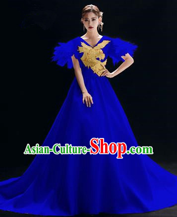 Top Grade Catwalks Royalblue Full Dress Modern Dance Party Compere Costume for Women