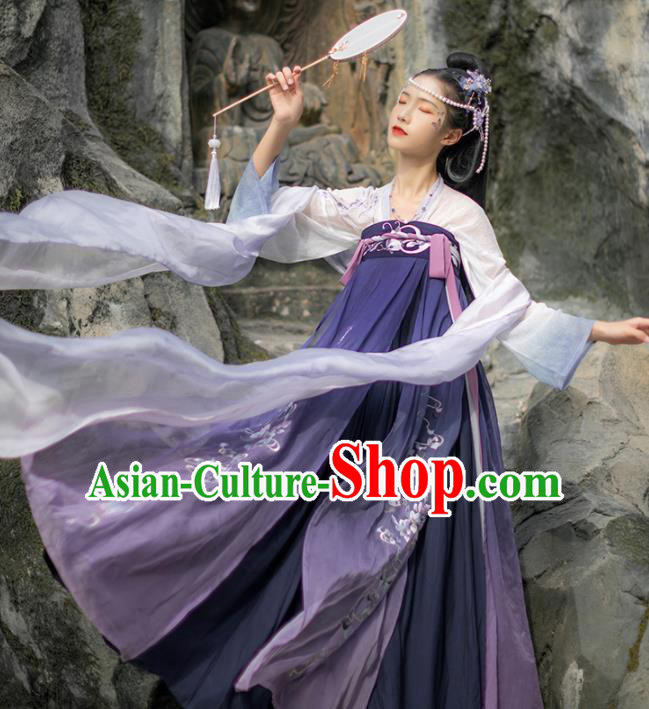 Chinese Traditional Embroidered Hanfu Dress Tang Dynasty Palace Princess Historical Costume for Women