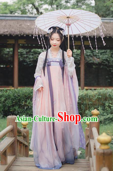 Chinese Traditional Ancient Peri Hanfu Dress Tang Dynasty Court Princess Historical Costume for Women