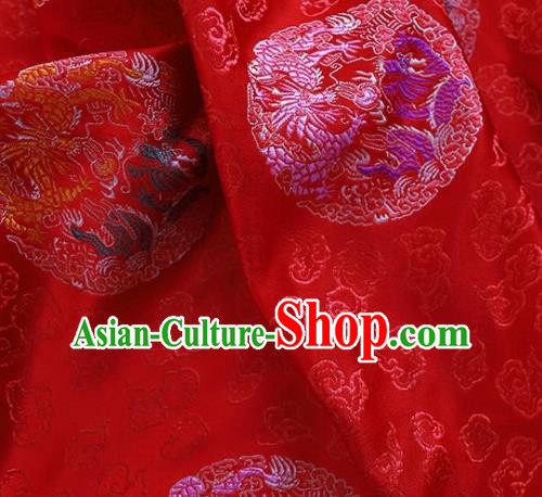 Asian Chinese Traditional Dragon Pattern Red Brocade Cheongsam Silk Fabric Chinese Fabric Material