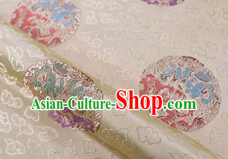 Asian Chinese Traditional Dragon Pattern White Brocade Cheongsam Silk Fabric Chinese Fabric Material