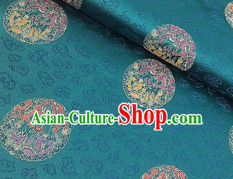 Asian Chinese Traditional Dragon Pattern Green Brocade Cheongsam Silk Fabric Chinese Fabric Material