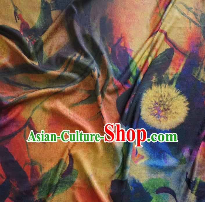 Asian Chinese Traditional Dandelion Pattern Watered Gauze Cheongsam Silk Fabric Chinese Fabric Material