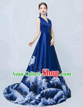 Top Grade Catwalks Costume Chorus Compere Modern Dance Party Royalblue Full Dress for Women