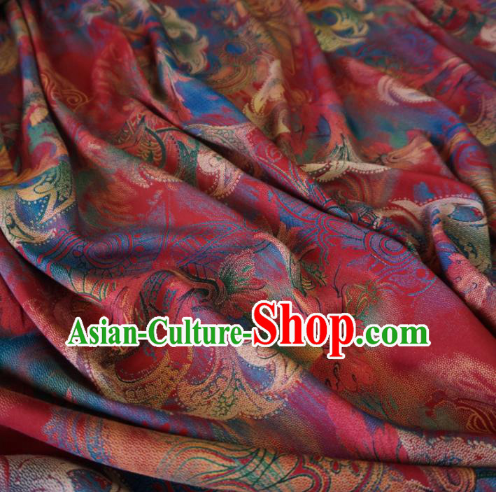 Asian Chinese Traditional Royal Pattern Red Watered Gauze Cheongsam Silk Fabric Chinese Fabric Material