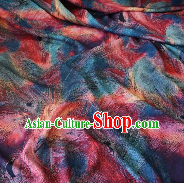 Asian Chinese Traditional Feather Pattern Watered Gauze Cheongsam Silk Fabric Chinese Fabric Material