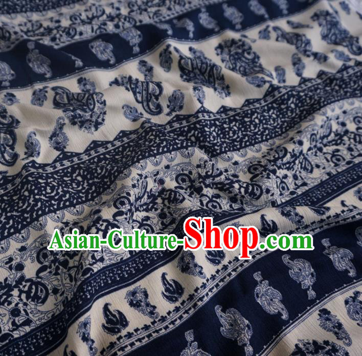 Asian Chinese Traditional Pattern Design Navy Watered Gauze Cheongsam Silk Fabric Chinese Fabric Material