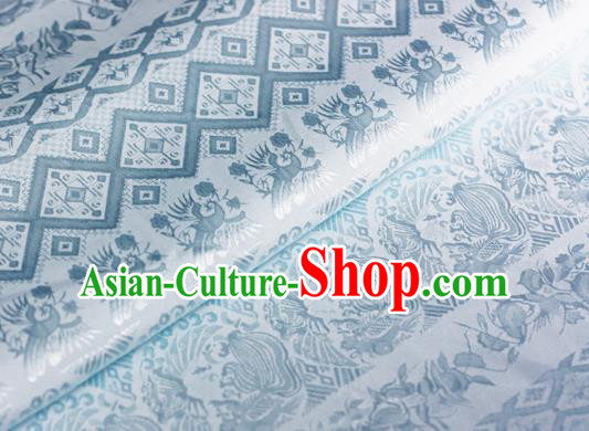 Asian Chinese Traditional Royal Pattern Blue Brocade Cheongsam Silk Fabric Chinese Satin Fabric Material