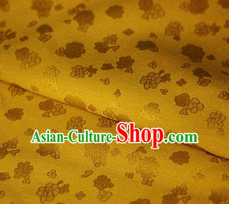 Asian Chinese Traditional Royal Flowers Pattern Yellow Brocade Cheongsam Silk Fabric Chinese Satin Fabric Material