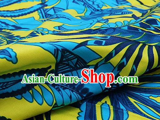 Asian Chinese Traditional Classical Willow Leaf Pattern Yellow Brocade Cheongsam Silk Fabric Chinese Satin Fabric Material