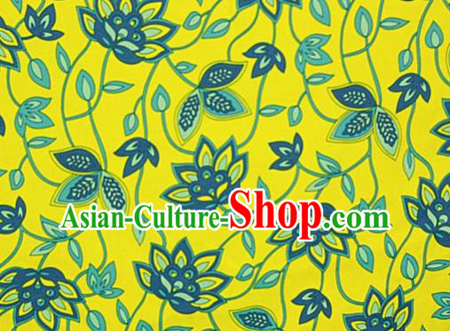 Asian Chinese Traditional Palace Twine Lotus Pattern Yellow Brocade Cheongsam Silk Fabric Chinese Satin Fabric Material