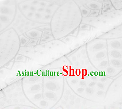 Asian Chinese Traditional Leaf Pattern White Brocade Cheongsam Silk Fabric Chinese Satin Fabric Material