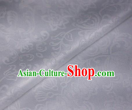 Asian Chinese Traditional Twine Grass Pattern White Brocade Cheongsam Silk Fabric Chinese Satin Fabric Material