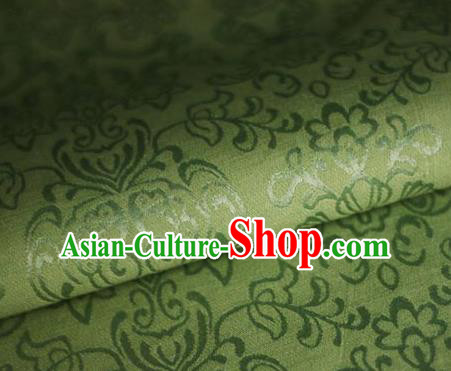 Asian Chinese Traditional Twine Grass Pattern Green Brocade Cheongsam Silk Fabric Chinese Satin Fabric Material