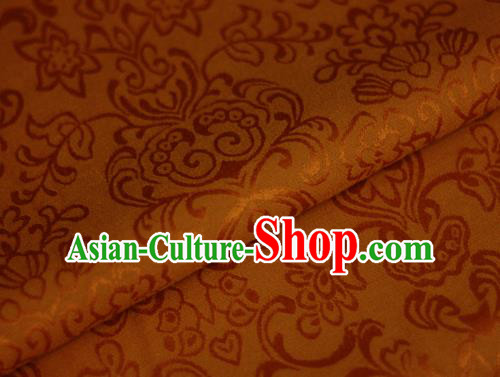 Asian Chinese Traditional Twine Grass Pattern Orange Brocade Cheongsam Silk Fabric Chinese Satin Fabric Material