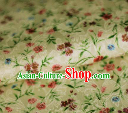 Asian Chinese Classical Flowers Pattern Yellow Brocade Cheongsam Silk Fabric Chinese Traditional Satin Fabric Material