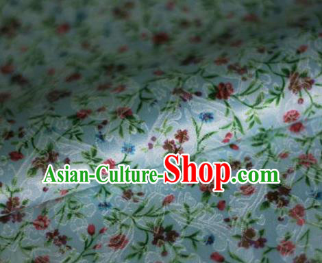 Asian Chinese Classical Flowers Pattern Blue Brocade Cheongsam Silk Fabric Chinese Traditional Satin Fabric Material