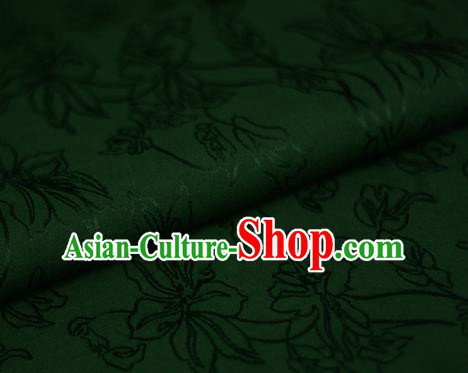 Asian Chinese Traditional Classical Jacquard Pattern Deep Green Brocade Cheongsam Silk Fabric Chinese Satin Fabric Material