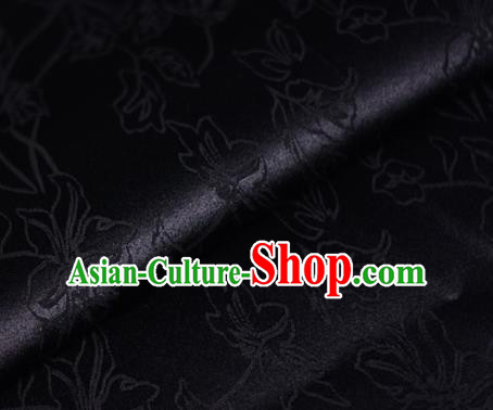 Asian Chinese Traditional Classical Jacquard Pattern Black Brocade Cheongsam Silk Fabric Chinese Satin Fabric Material